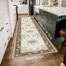 Tappeto passatoia lavabile in stile orientale, tappeto passatoia lungo blu per bagno, tappeto passatoia tradizionale a basso pelo e ampio per ingresso e corridoio, (Blu)