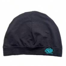 1pc Solid Color Casual Nylon Knit Printed Beanie Hat, Outdoor Sports Windproof Warm Streetwear, Autumn/Winter - Syna - View 3