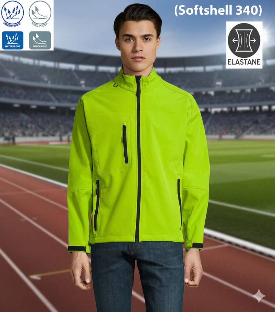 THEGEWA Men's 340gsm Softshell Thermal Jacket With Fleece Lining, Functional Design And Full Zip, 11 Colors Available, Perfect For Outdoor Use And Customization - Available S To 3XL - MARNAULA - 薄荷綠 - 查看 1