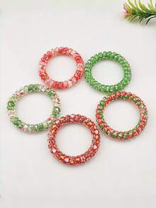 Set de 5 piezas de gomas para el cabello con diseño de muñeco de nieve y árbol de Navidad, de alta elasticidad y sin dañar el cabello, scrunchies navideños para niños