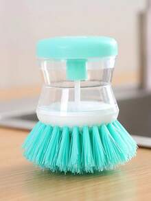 1 Stück multifunktionaler Topf- und Pfannreinigungsbürstenset mit Seifenspender und Ständer - langanhaltend Kunststoffschrubbbürste für Küchenspüle, Pfannen, Töpfe - manuell betriebenes Geschirrspülwerkzeug ohne Strom