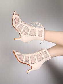 Botas de baile de tacón alto de mujer para interiores de alta gama - Albaricoque - Ver 3