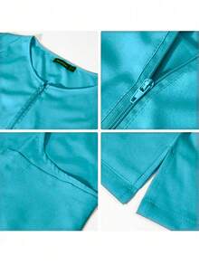 Conjunto de 2 Piezas Uniforme Quirúrgico Anti Fluidos Dama Excelente Calidad, Mujer Uniforme Medico, Conjunto Quirúrgico Filipina Pantalon, Pijama Uniforme Antifluidos Mujer - Azul - Ver 10