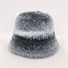 1pc, Striped Gradient Fisherman's Hat, Casual And Styling, Winter Warm Headwear, Autumn Fashion Accessory, Ladies' Soft And Warm Hat.