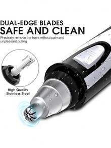 Cortapelos para orejas y nariz – cortador profesional sin dolor para cejas y pelo facial para hombres y mujeres , recortadora a pilas con IPX7 impermeable, cuchillas de doble borde para fácil limpieza en color negro - Negro - Ver 3