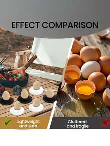 1/5pcs Egg Cups Anti-Break Egg Trays Durable Plastic Stackable Egg Holders With Textured Design For Secure Storage, Breakfast Egg Holders Space-Saving Kitchen Camping Essentials, Egg Cartons, Fridge Organization, Classic Design, Protective Texture - Black - View 5