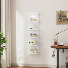 8/6  Tier Wall Shelf Unit Floating Shelves With LED Light/Anti-Slip Rails, Display Floating Shelves For Bedroom, Living Room,Bathroom - White - View 10