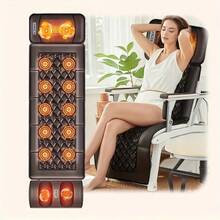 1 Set Of Large Full-Body Heating Massager With Neck And Foot Device And Massage Headrest, Lumbar Mat, Timer Vibration Massager, Comfortable And Wear-Resistant, Non-Slip Bottom, Suitable For Home And Office Take A Nap - Brown (with Leg Massager) - View 2