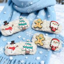 Festive Lamb Hair Clips - Plush Animal Design For Girls & Women, Christmas Hair Accessories - 薑餅人+聖誕老人 - 查看 4