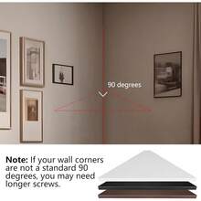 Set Of 2 Corner Mounting Floating Wall Shelves With Wood Grain Finish Easy To Install Durable Waterproof ABS Plastic For Kitchen Bathroom Living Room Home Decor Wall Storage Shelves - màu nâu - Xem 7