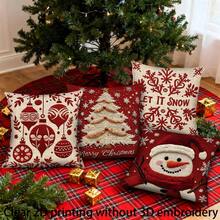 4 sztuki świątecznych, wesołych, czerwonych choinek, bałwanek, ozdoba, nadruk płatka śniegu, miękkie poliestrowe poszewki na poduszki, 45 x 45 cm (17,72 x 17,72 cala), zapięcie na zamek błyskawiczny, można prać w pralce, odpowiednie do wystroju domu, salonu, sypialni, werandy, ogrodu, na zewnątrz, dekoracji świątecznych