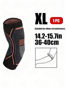 1 PC-Compression Elbow Sleeves, High Elasticity Knitted Elbow Brace, Orange Line Elbow Guard, Breathable And Comfortable-Suitable For Gym,Daily Work And Life, Fitness, Running, Tennis, Badminton- For Men & Women - Black - View 12