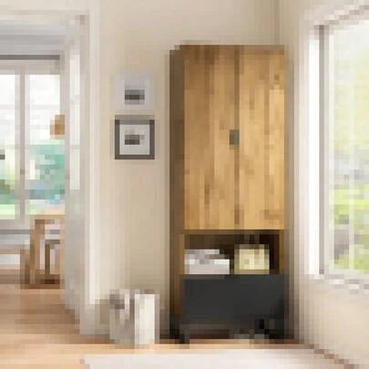 Wardrobe Cabinet - 1 Piece, 1 Drawer, One Compartment With Adjustable Shelves, With Clothes Rail