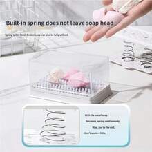 1 Set zufälliger Stil Edelstahl Dual Feder Minzgrün/Millennials Rosa Seifenschale, Druck Typ platzsparende Aufbewahrungsbox, Walzen Schaum & Ablauf 3-in-1 Upgrade Seife-freier Halter