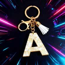 独特字母钥匙扣，龙虾扣，易于打开，小巧便携，节日/生日礼物，男女通用包包/汽车钥匙扣 - 彩色 - 查看 24