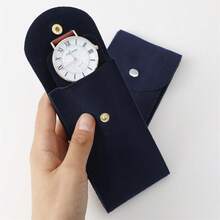 1入組厚雙面絨面錶包，綠色或黑色信封錶袋，高級麂皮拉鍊按鈕錶袋，防刮損保護您的錶