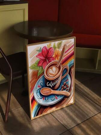 1pc Watercolor Art Print, Mexican Coffee Cup Poster, Latin Kitchen Decor, Cafe Wall Art, Mexican Food Gift, Coffee Shop Home Decor, Unframed