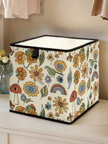 1pc Cartoon Flower Pattern Open Storage Box, Stackable Storage Container, Drawer Style Durable Multipurpose Design, Space-Saving For Home, Dorm, Household Organization, Under Bed Storage - Multicolor - View 13