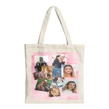Margot Actor Robbie Aesthetic Canvas Tote Bag, Concert Movie Festival Related Reusable Totes Bag, No Zipper, No Pockets Inside - White - View 1