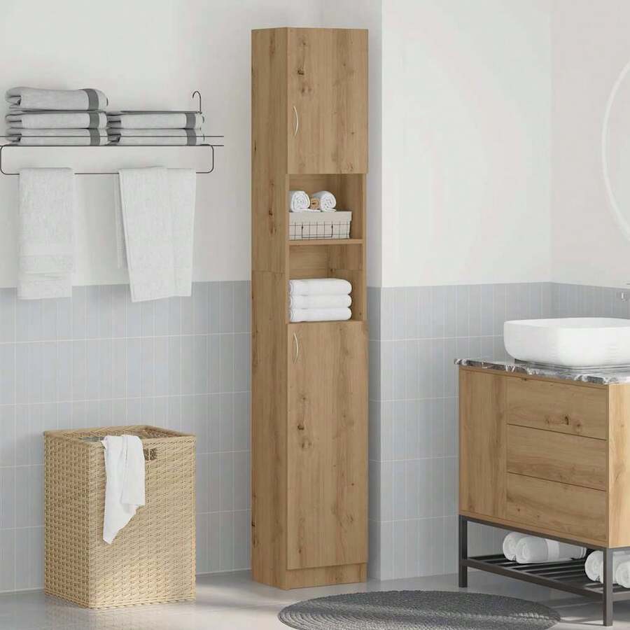 vidaXL Badezimmerschrank Artisan Oak 32x25,5x190 Cm Holzwerkstoff - Yellow - View 1