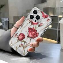 Funda protectora transparente de rosa roja fresca: espacio grande, adecuada para la serie Apple  14 Pro, funda protectora para  13, 11/12, avanzada y amigable con la piel, adecuada para la funda de  15 Plus, funda protectora para  14 Pro Max, funda protectora para  13, funda suave para  12, funda protectora para  15 Pro Max SYAO - Colores mixtos - Ver 4