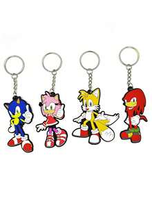 4件套卡通人物钥匙扣吊坠，装饰玩偶挂件，可用于包包、钥匙，节日派对礼物，玩具 - 彩色 - 查看 7