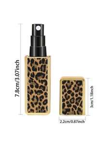 1个豹纹方形香水可灌装旅行瓶，5毫升底部纹理灌装瓶