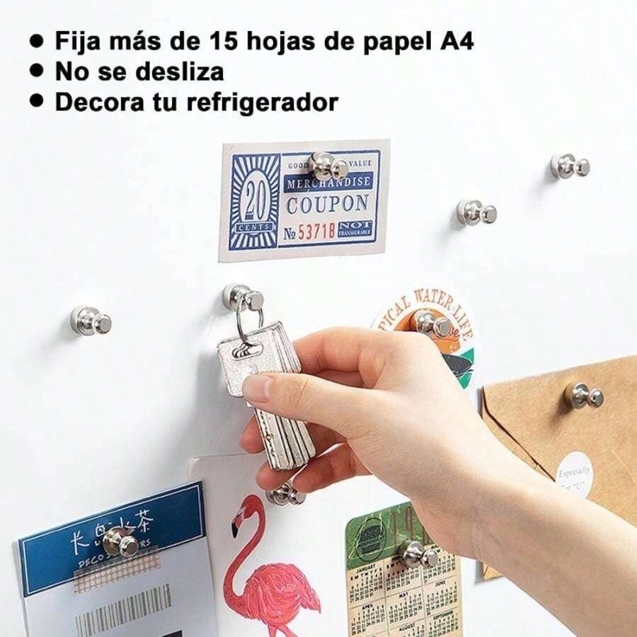 10 Pcs Chinchetas Magnticas, Chinchetas Magnticas para Pizarra, Adsorbe Mltiples Capas de Papel A La Vez, Imanes para Pizarrn Blanca para Escuela, Hogar, Oficina - pago - Ver 1