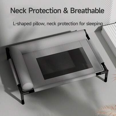 Elevated Cat Bed,Cozy Pet Sofa ChairCat Bed,Cooling Elevated Dog Bed For Dogs,Orthopedic Raised Pet Cot With Cooling Mesh & L-Shaped Pillow,Breathable Mesh Cover, Strong Load-Bearing Frame,Neck Support,Breathable Dog Cots For Medium Small Dogs, New Supplies For Cats Or Dogs For Christmas