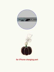 1pc Pumpkin Pendant Dust Plug, Compatible With Apple Type-C Interface Phone Charging Port Rubber Plug Data Port Blocker - Multicolor - View 2
