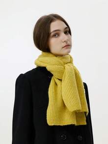 1pc Women's Solid Color Wool Blend Star Pattern Knitted Neck Warmer, Fashionable Streetwear For Autumn/Winter, Suitable For Outdoor Activities And Photography