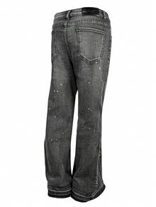 Quần jeans nam dáng suông, nhẹ, chất liệu nhẹ, kiểu dáng công sở thường ngày, có cúc cài phía trước, kiểu dáng thoải mái, thích hợp cho mọi mùa. - màu đen - Xem 4