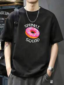 Camiseta de cumpleaños a juego para amantes de las donas con el regalo del equipo de donas y chispas Camiseta de manga corta de algodón de 220 g, impresión por una cara - Negro - Ver 1