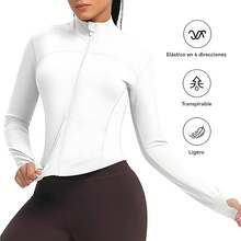 Chaqueta Deportiva Con Cremallera Para Mujer,Sudadera Deportiva Informal De Estilo Corto Para Mujer,Apto Para Correr,Yoga,Deportes Y Ocio - blanco - Ver 6