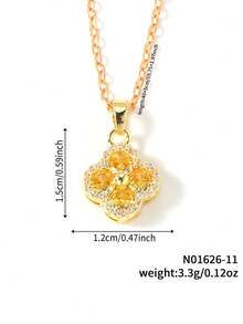 1pc Fashionable Minimalist Women's Zirconia Four-Leaf Clover Heart Necklace - Multicolor - View 10