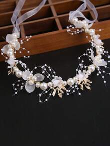 1入組白色童話風格花冠頭帶