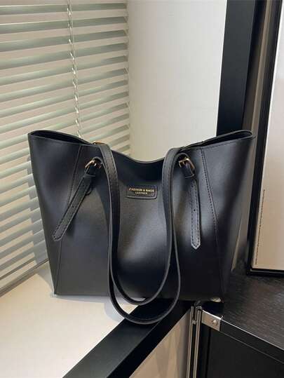Fashionable Contrast Color Shoulder Tote Bag, Versatile For Commuting
