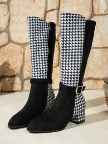 Bốt cao gót đế dày cỡ lớn, bốt cao gót mũi nhọn có khóa kéo bên hông mới thu/đông 2025 dành cho nữ - màu đen - Xem 6