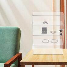 4-Tier Acrylic Display Case With Lock, Clear Display Box, Lockable Countertop Box For Display, Clear Tabletop Organizer For Storing Small Items And Ornaments, Acrylic Display Countertop Storage Cabinet, 11.81*5.9*15.75in Assembly Free - 透明 Clear - 查看 6