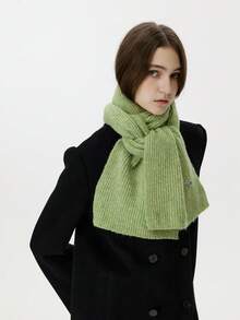 1pc Women's Solid Color Wool Blend Star Pattern Knitted Neck Warmer, Fashionable Streetwear For Autumn/Winter, Suitable For Outdoor Activities And Photography