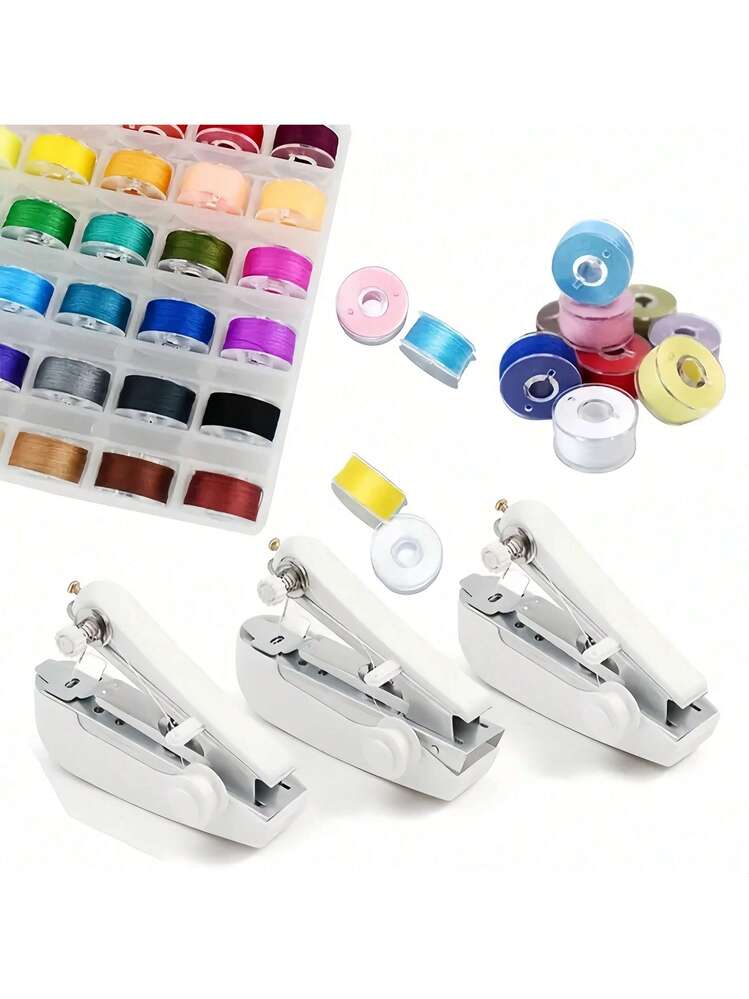 9色ミニポータブル 手動ミシン セット、9色ランダム入り