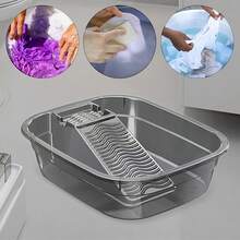 Lavabo de tabla de lavar, de lavado, portátil, práctico, ahorrador de espacio, ligero, para lavar ropa, dormitorio, tabla de fregar, lavadero, Gris - Gris - Ver 6