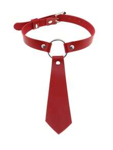 1件朋克哥特风红色PU皮项链，时尚配饰，适合日常、节日、派对装扮、圣诞节佩戴。 - 紅色 - 查看 15