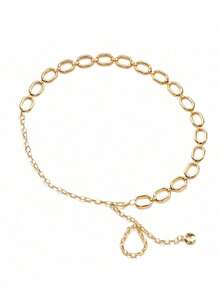 1 件女士简约金属腰链，时尚百搭身体链配饰，适合连衣裙