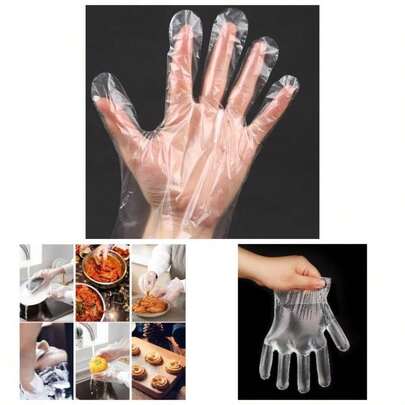 400 Count Disposable Poly Plastic Gloves Cooking, Food Prep And Food Service, Cleaning Gloves Household Food , One Size Fits Most Latex - Powder - Plastic Gloves House Clean.