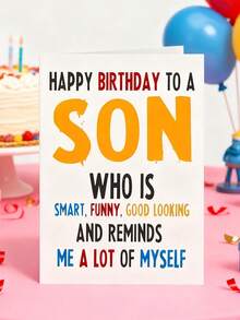 1 Set (Greeting Card + Envelope): Witty Text Message Card, Blessing Greeting Card, Birthday Greeting Card, Guest Message Card, Comes With An Envelope. It Is Perfect For Birthday Parties. - Multicolor - View 4