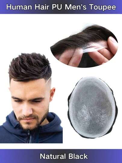 Men's System Injected Wig - Natural Look PU Toupee, 0.1-0.12mm Thickness, 13x18 Size, Base, No Lace Needed, Easy Application, Wig For Men, Hairpiece For Men