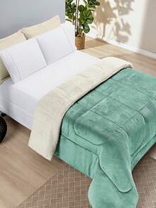 Everest Double-Sided Comforter With Wool Touch, Flannel And Sherpa Blanket, Single, Queen And King Sizes - Hương thảo - Xem 3