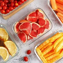 Glass Food Storage Containers With Lids 5pcs 1040ML, Glass Meal Prep Containers With Lids, Meal Prep Containers Reusable Glass Glass Lunch Box With Lids Clip Lock Glass Food Containers - White - View 8