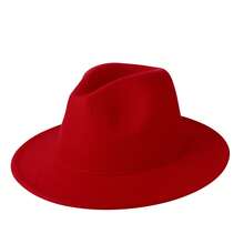 JEWELRYWE Wide Brim Fedora Hat For Men Women, Classic Felt Panama Hat, Two-Tone Bowler Hat, Jazz Hat, Teardrop-Shaped Hat Unisex, With Adjustable Strap, Thanksgiving And Christmas Gifts - Burgundy - View 10